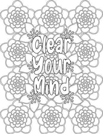 Photo for Affirmation Coloring Page Includes A Positive Vibes Quote On A Floral Background for Kids and Adults - Royalty Free Image