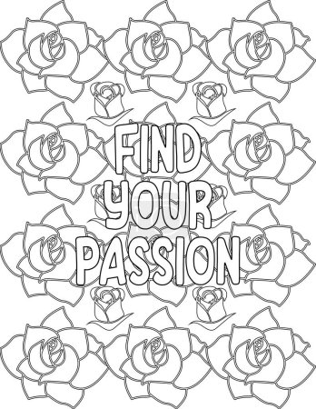Página para colorear floral para niños y adultos con una cita inspiradora para el amor propio, el cuidado personal y la mejora personal