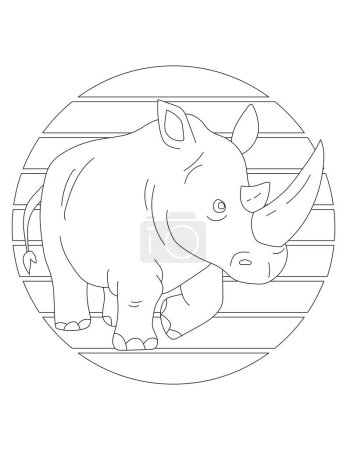 Rhino Coloring Page. Wild Animal Coloring Page for Kids Who love jungles and wildlife