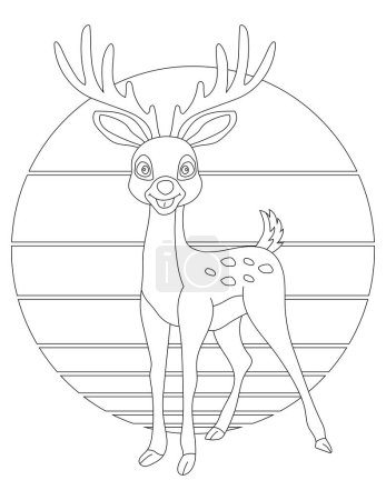 Deer Coloring Page. Wild Animal Coloring Page for Kids Who love jungles and wildlife