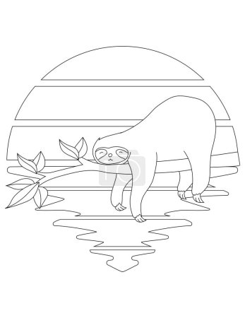 Sloth Coloring Page. Wild Animal Coloring Page for Kids Who love jungles and wildlife