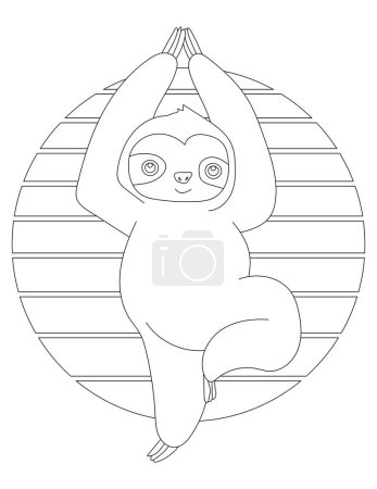 Sloth Coloring Page. Wild Animal Coloring Page for Kids Who love jungles and wildlife