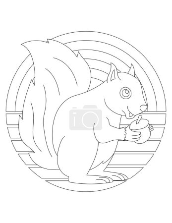 Squirrel Coloring Page. Wild Animal Coloring Page for Kids Who love jungles and wildlife