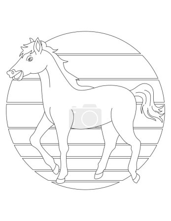 Horse Coloring Page. Wild Animal Coloring Page for Kids Who love jungles and wildlife
