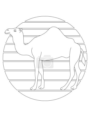 Coloriage de chameau. Coloriage animal sauvage pour les enfants qui aiment les jungles et la faune