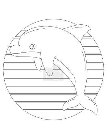 Dolphin Coloring Page. Aquatic Animal Coloring Page for Kids Who Love Underwater Sea Animals, Marine Life, and Sea Life