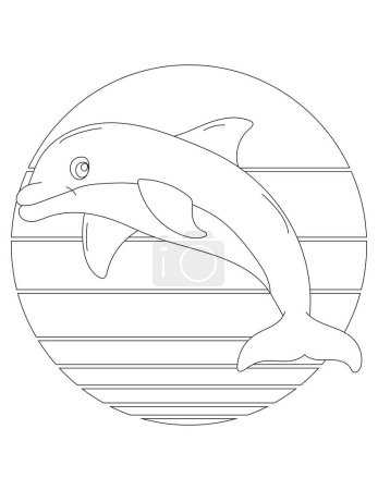 Foto de Página para colorear delfín. Página para colorear de animales acuáticos para niños que aman los animales marinos submarinos, la vida marina y la vida marina - Imagen libre de derechos