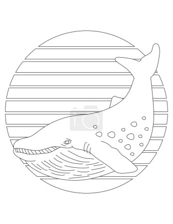 Foto de Página para colorear de ballena. Página para colorear de animales acuáticos para niños que aman los animales marinos submarinos, la vida marina y la vida marina - Imagen libre de derechos