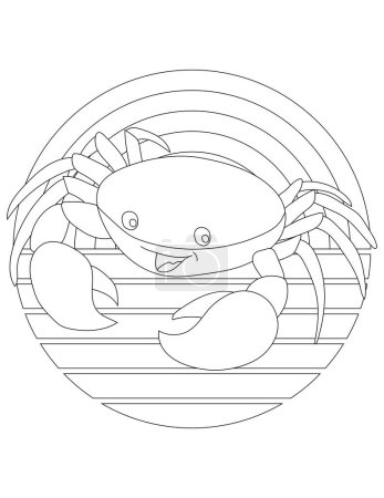 Foto de Página para colorear de cangrejo. Página para colorear de animales acuáticos para niños que aman los animales marinos submarinos, la vida marina y la vida marina - Imagen libre de derechos