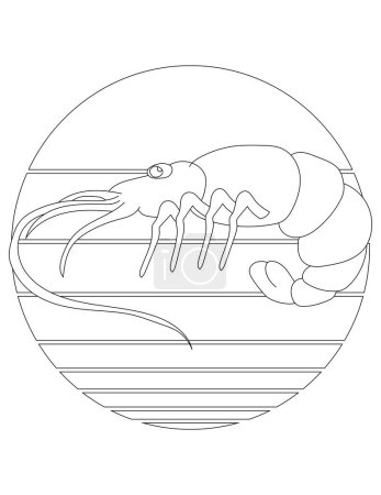 Shrimp Malseite. Wassertiere Malseite für Kinder, die Unterwassertiere, Meereslebewesen und Meereslebewesen lieben
