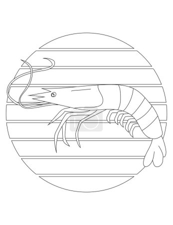 Coloriage des crevettes. Coloriage d'animaux aquatiques pour les enfants qui aiment les animaux sous-marins, la vie marine et la vie marine
