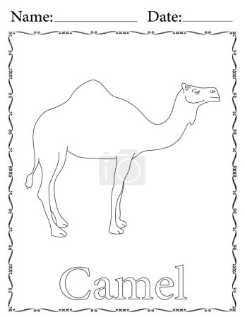Camel Printable Coloring Worksheet for Kids. Educational Resources for School and Preschool.