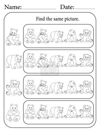 Photo for Panda Puzzle. Printable Kids Activity Worksheet. Educational Resources for School. Find the Same Object. - Royalty Free Image