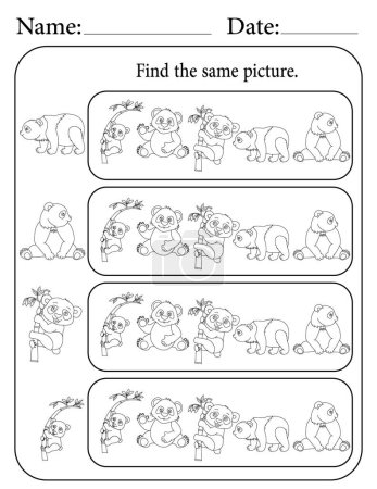 Photo for Panda Puzzle. Printable Kids Activity Worksheet. Educational Resources for School. Find the Same Object. - Royalty Free Image