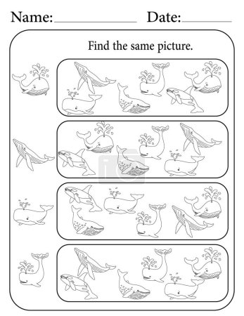 Photo for Whale Puzzle. Printable Kids Activity Worksheet. Educational Resources for School. Find the Same Object. - Royalty Free Image