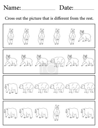 Photo for Bear Puzzle. Printable Kids Activity Worksheet. Educational Resources for School. Find the Different Object. - Royalty Free Image