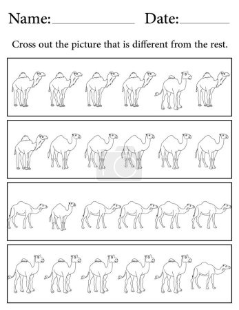 Photo for Camel Puzzle. Printable Kids Activity Worksheet. Educational Resources for School. Find the Different Object. - Royalty Free Image