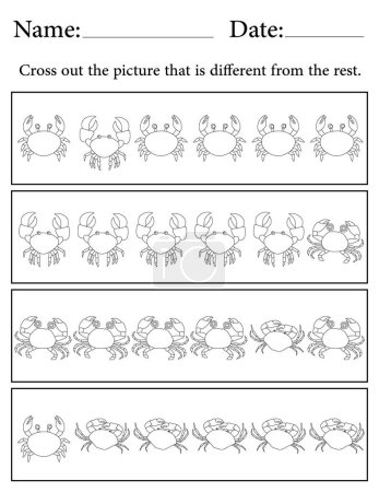 Photo for Crab Puzzle. Printable Kids Activity Worksheet. Educational Resources for School. Find the Different Object. - Royalty Free Image