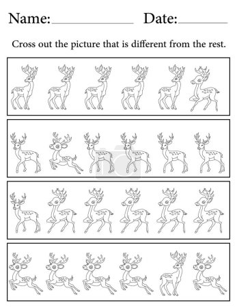 Photo for Deer Puzzle. Printable Kids Activity Worksheet. Educational Resources for School. Find the Different Object. - Royalty Free Image