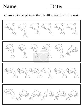 Photo for Dolphin Puzzle. Printable Kids Activity Worksheet. Educational Resources for School. Find the Different Object. - Royalty Free Image