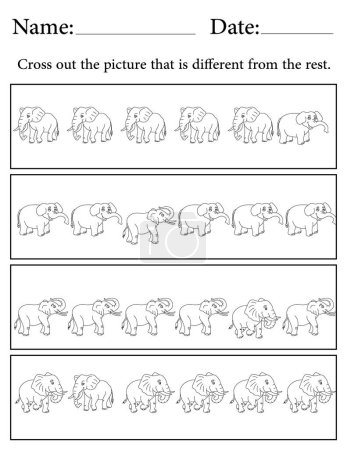 Photo for Elephant Puzzle. Printable Kids Activity Worksheet. Educational Resources for School. Find the Different Object. - Royalty Free Image