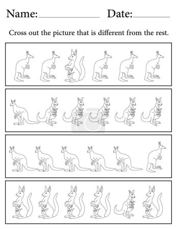 Photo for Kangaroo Puzzle. Printable Kids Activity Worksheet. Educational Resources for School. Find the Different Object. - Royalty Free Image