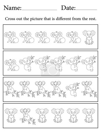 Photo for Koala Puzzle. Printable Kids Activity Worksheet. Educational Resources for School. Find the Different Object. - Royalty Free Image