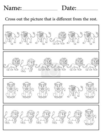Photo for Lion Puzzle. Printable Kids Activity Worksheet. Educational Resources for School. Find the Different Object. - Royalty Free Image
