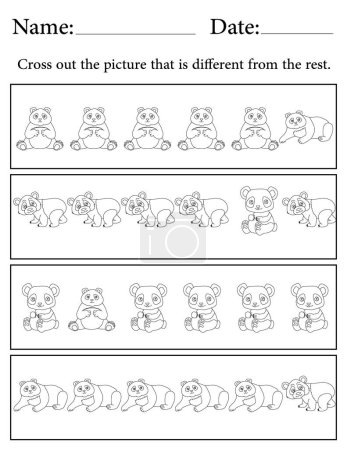 Photo for Panda Puzzle. Printable Kids Activity Worksheet. Educational Resources for School. Find the Different Object. - Royalty Free Image
