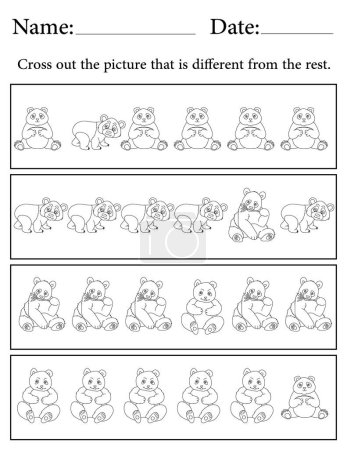 Photo for Panda Puzzle. Printable Kids Activity Worksheet. Educational Resources for School. Find the Different Object. - Royalty Free Image
