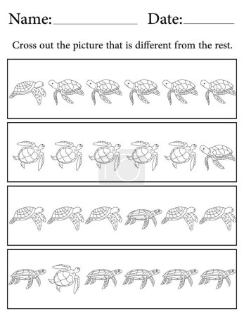 Photo for Sea Turtle Puzzle. Printable Kids Activity Worksheet. Educational Resources for School. Find the Different Object. - Royalty Free Image
