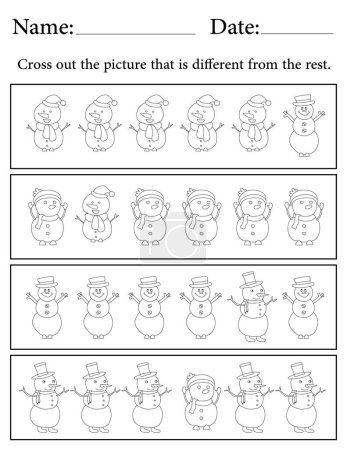 Photo for Snowman Puzzle. Printable Kids Activity Worksheet. Educational Resources for School. Find the Different Object. - Royalty Free Image