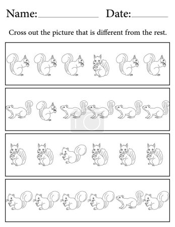 Photo for Squirrel Puzzle. Printable Kids Activity Worksheet. Educational Resources for School. Find the Different Object. - Royalty Free Image