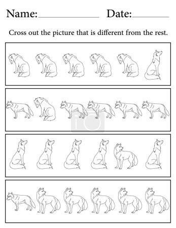 Photo for Wolf Puzzle. Printable Kids Activity Worksheet. Educational Resources for School. Find the Different Object. - Royalty Free Image