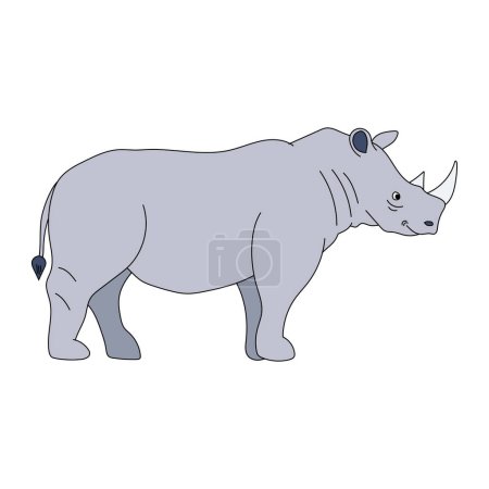 Rhino Clipart. Doodle Animals Clipart. Cartoon Wild Animals Clipart for Lovers of Wildlife
