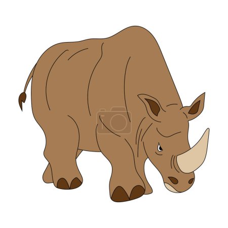 Rhino Clipart. Doodle Animals Clipart. Cartoon Wild Animals Clipart for Lovers of Wildlife