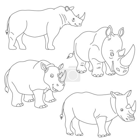 Rhino Clipart. Doodle Animals Clipart. Cartoon Wild Animals Clipart für Liebhaber der Tierwelt