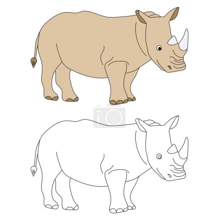 Rhino Clipart. Doodle Animals Clipart. Cartoon Wild Animals Clipart für Liebhaber der Tierwelt