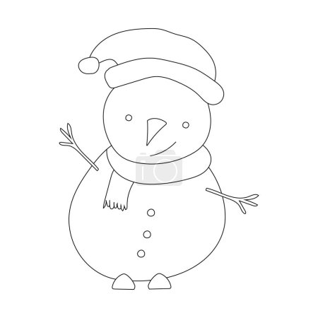 Esquema Snowman Clipart para los amantes de la temporada de invierno. Este tema de invierno muñeco de nieve Vector Trajes Celebración de Navidad