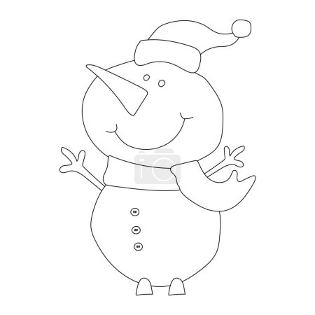 Outline Snowman Clipart for Lovers of Winter Season. This Winter Theme Snowman Vector Suits Christmas Celebration