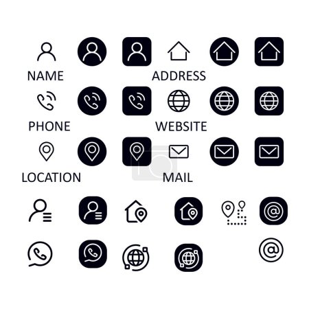 Illustration for Contact glyph icons, Contact us icon vector. Communication icon set - Royalty Free Image