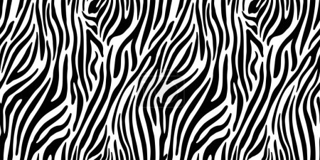 Nahtlose Vektormuster mit schwarzen und weißen Zebrastreifen. Stilvoller wilder Zebradruck. Animal Print Hintergrund für Stoff, Textil, Design, Bezug usw. 10 eps design. Aktienillustration