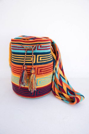 Photo for Mochila or handmade bag made in Colombia by the Wayuu tribe - Royalty Free Image