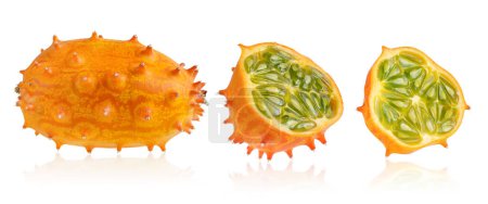 Photo for Set of kiwano fruit isolated on white background with clipping path. - Royalty Free Image
