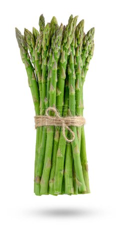 Photo for Bunch of green raw asparagus isolated on white background. - Royalty Free Image