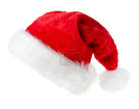 Foto de Navidad Santa sombrero aislado con recorte camino sobre fondo blanco. - Imagen libre de derechos