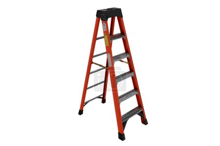 red ladder isolated on white background, clipping path