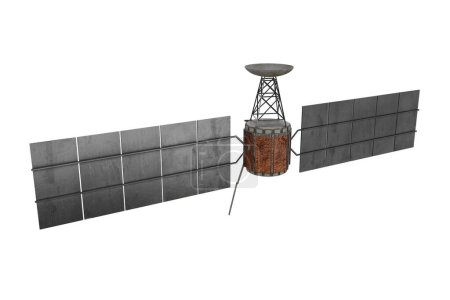 Photo for 3d rendering space satellite with realistic solar panel - Royalty Free Image