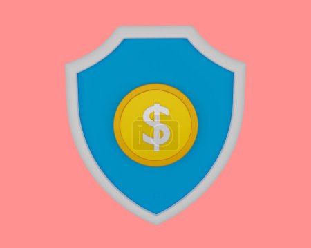 Téléchargez les photos : Icône argent sécurisé rendu 3D, concept de banque - en image libre de droit