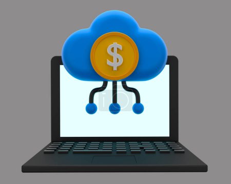 Photo for 3D rendering cloud computing money icon. - Royalty Free Image